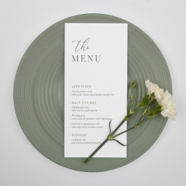 Salie Groene Moderne Elegante Trouwreceptie Menu