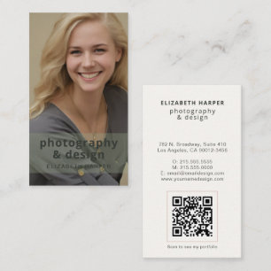 Salie Groene Moderne Foto QR Code Professioneel Visitekaartje