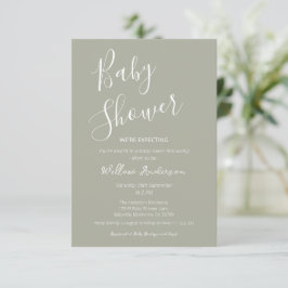 Salie Groene Moderne Minimalistische Script Baby S Kaart