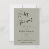 Salie groene moderne minimalistische script baby s kaart (Voorkant)