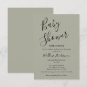 Salie groene moderne minimalistische script baby s kaart (Voorkant / Achterkant)