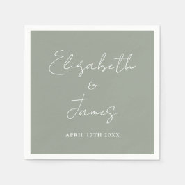 Salie groene moderne minimalistische script bruilo servet