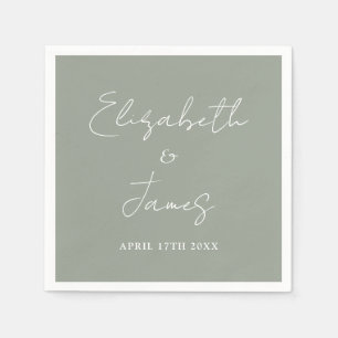 Salie groene moderne minimalistische script bruilo servet