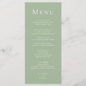 Salie Groene Moderne Minimalistische Trouwmenu Menu (Voorkant)