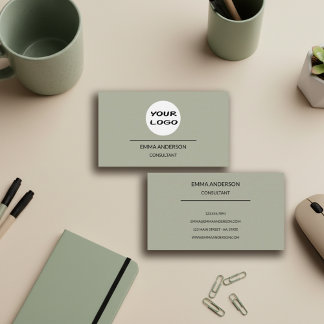 Salie groene moderne minimalistische zakenkaart visitekaartje
