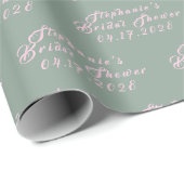 Salie Groene Moderne Patroon Bruid Bruidsfeest  Cadeaupapier (Rol Hoek)