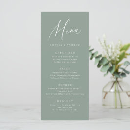 Salie groene moderne script minimalistische trouw menu