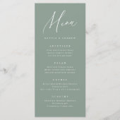 Salie groene moderne script minimalistische trouw menu (Voorkant)