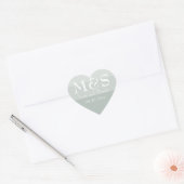 Salie Groene Moderne Scriptie Bruiloft Hart Sticker (Envelop)