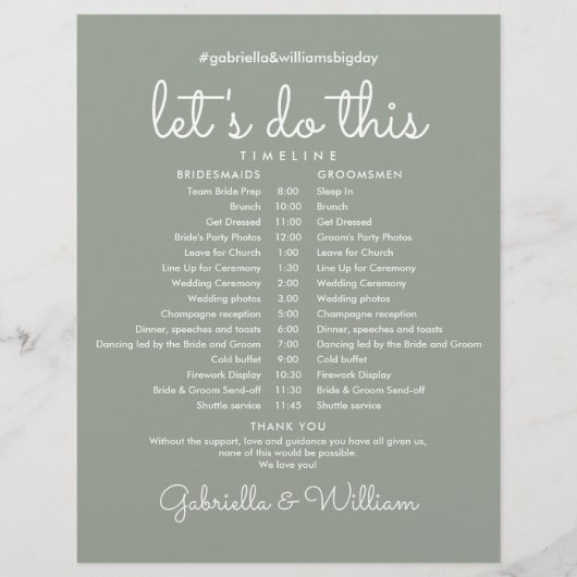 Salie Groene Moderne Trouwdatum Planning (Voorkant)