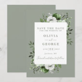 Salie Groene Moderne Waterverf Bloemen Bruiloft Save The Date (Voorkant / Achterkant)