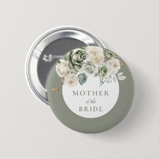 Salie Groene Moeder van de Bruid Bruidsfeest Ronde Button 5,7 Cm (Voorkant /achterkant)