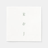 Salie Groene Monogram Beginletters Aangepaste Trou Servet (Voorkant)