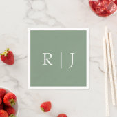 Salie Groene Monogram Beginletters Trouwen Servet (Insitu)