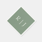 Salie Groene Monogram Beginletters Trouwen Servet (Hoek)