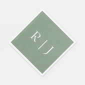 Salie Groene Monogram Beginletters Trouwen Servet (Hoek)