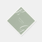Salie Groene Monogram Beginletters Trouwen Servet (Hoek)