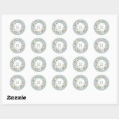 Salie Groene Monogram Boho Bloemen Persoonlijk Ronde Sticker (Vel)