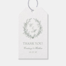 Salie Groene Monogram Botanische Krans Bedankt