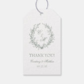 Salie Groene Monogram Botanische Krans Bedankt Cadeaulabel (Achterkant)