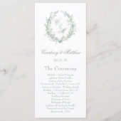 Salie Groene Monogram Botanische Krans Trouw Programmakaart (Voorkant)