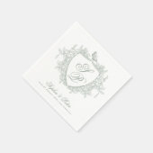 Salie groene monogram bruiloft servet (Hoek)