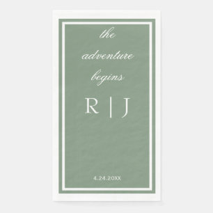 Salie Groene Monogram Citaat Script Tekst Trouwen Servet