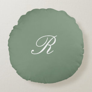 Salie Groene Monogram Eerste Trouwcadeau Favor Rond Kussen