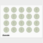 Salie Groene Monogram Huwelijk Ronde Sticker (Vel)