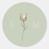 Salie Groene Monogram Huwelijk Ronde Sticker (Voorkant)