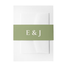 Salie Groene Monogram Huwelijk Uitnodigingen Wikkel