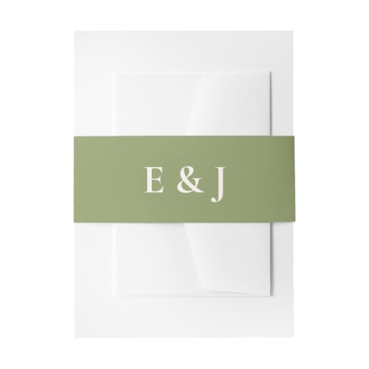 Salie Groene Monogram Huwelijk Uitnodigingen Wikkel (Voorkant Voorbeeld)