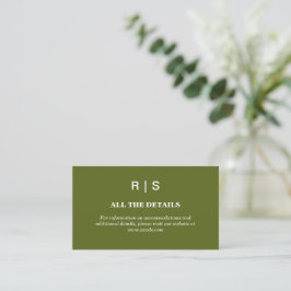 Salie groene Monogram Huwelijks Bijlage kaart