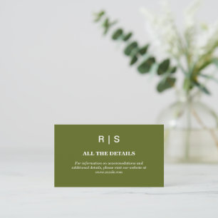 Salie groene Monogram Huwelijks Bijlage kaart