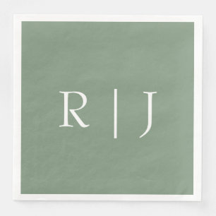 Salie Groene Monogram Initiaal Letters Trouwen Servet