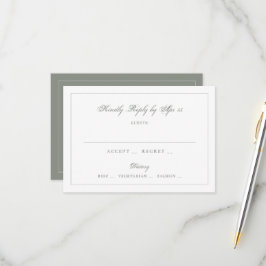 Salie Groene Monogram Klassieke Trouw RSVP Kaartje