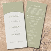 Salie Groene Monogram Minimalistische Japandi Trou Programmakaart