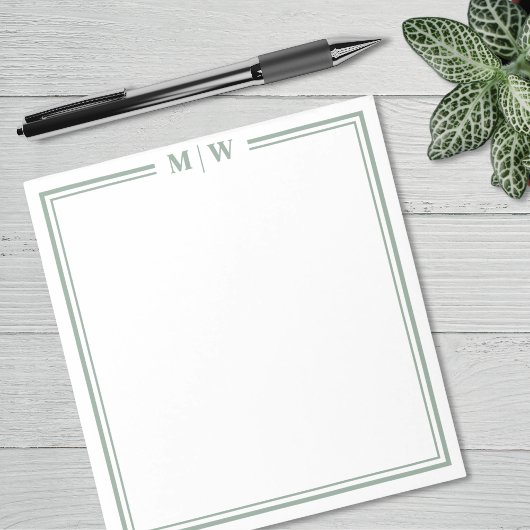 Salie Groene Monogram Notitieblok