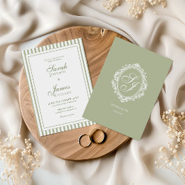 Salie Groene Monogram Oude Geld Huwelijksuitnodigi Kaart