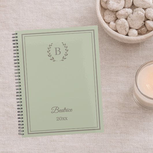 Salie groene Monogram Persoonlijke Stille Luxe Planner