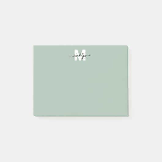 Salie Groene Monogram Post-it® Notes (Voorkant)