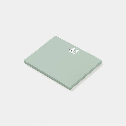 Salie Groene Monogram Post-it® Notes (Schuin)