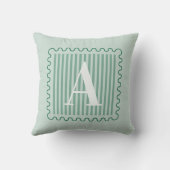 Salie Groene Monogram Preppy Schulpand Kussen (Achterkant)