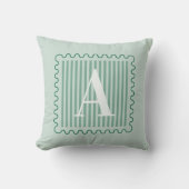 Salie Groene Monogram Preppy Schulpand Kussen (Voorkant)