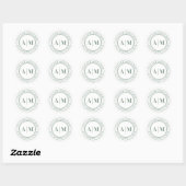 Salie Groene Monogram Retouradres Ronde Sticker (Vel)