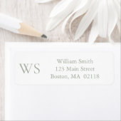 Salie groene monogram retouradres sticker (Insitu)