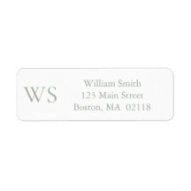 Salie groene monogram retouradres sticker