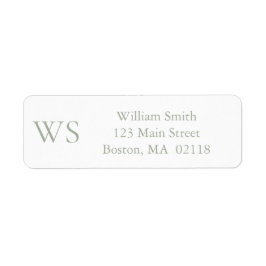 Salie groene monogram retouradres sticker