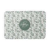 Salie Groene Monogram Rustieke Olijf Patroon Badmat (Voorkant)
