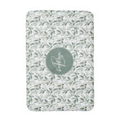 Salie Groene Monogram Rustieke Olijf Patroon Badmat (Voorkant Verticaal)